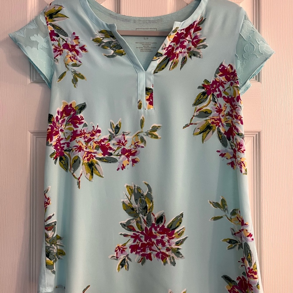 Van Heusen Blue and Pink Blouse
